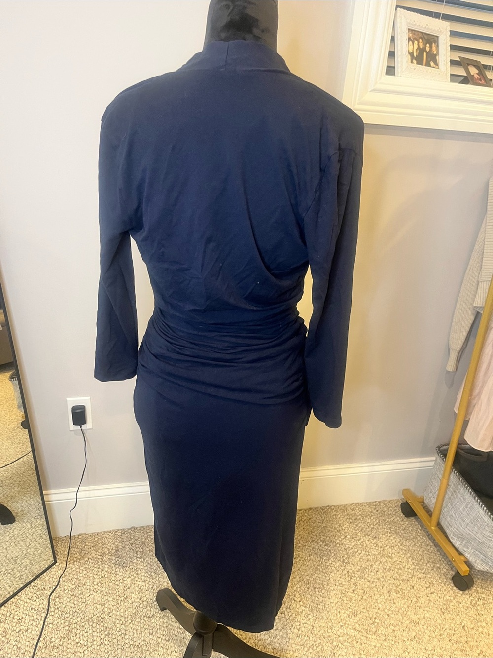 Mm Lafleur Navy Wrap-Style Dress- large - Picture 6 of 9